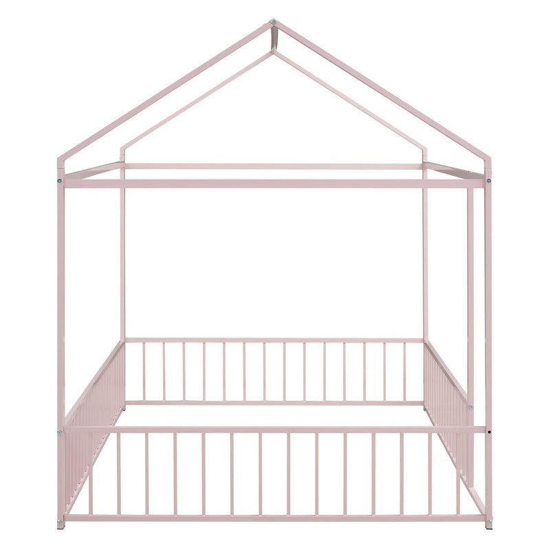 Metal Bed House Bed Frame With Fence