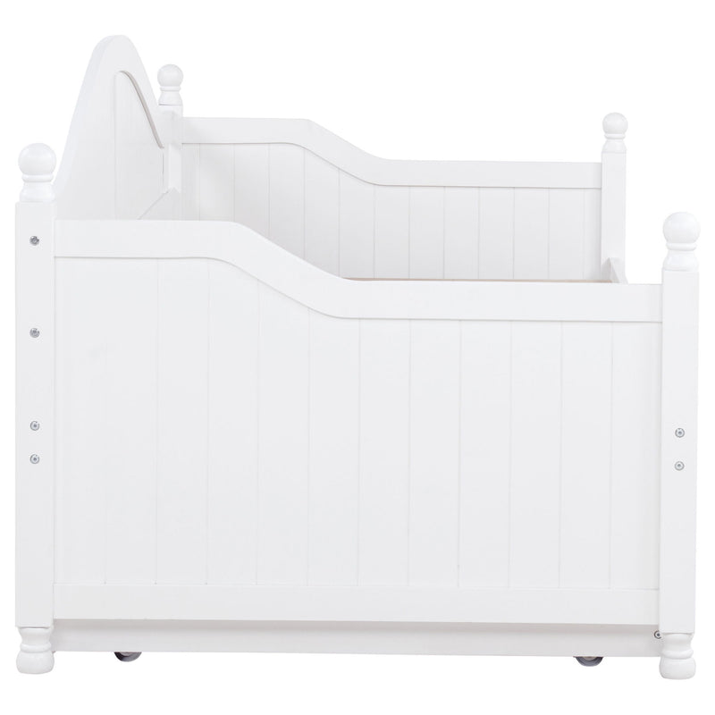 Twin Daybed With Trundle Storage Bed - White