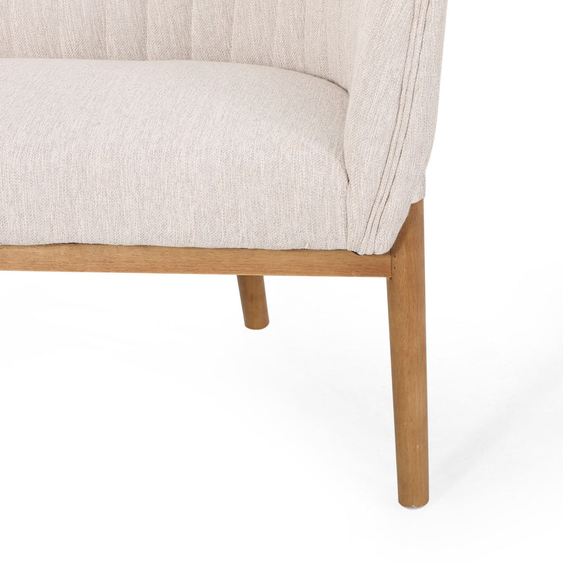 Mid Century Modern Loveseat With Channel Stitched Backrest