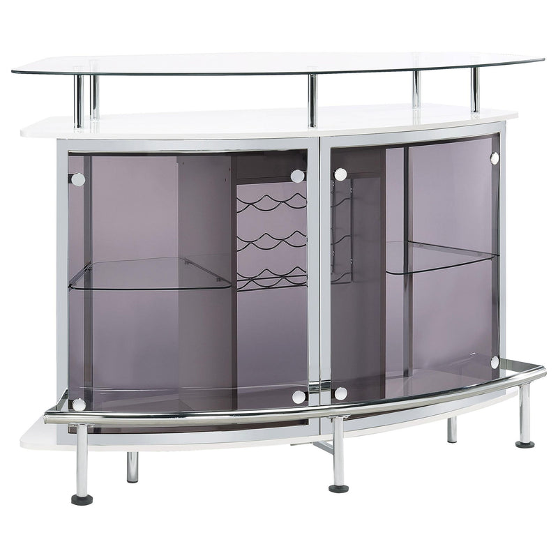 Gideon Curved Glass Top Home Bar Cabinet White High Gloss