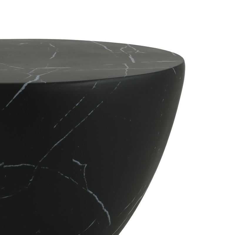 Outdoor Lightweight Concrete Side / End Table, Living Room Accent Table - Black Marble