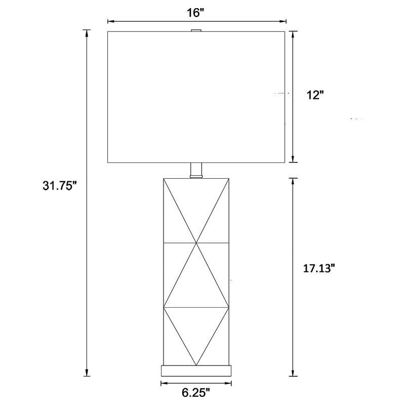 Camie 32-inch Rectangular Shade Geometric Table Lamp White