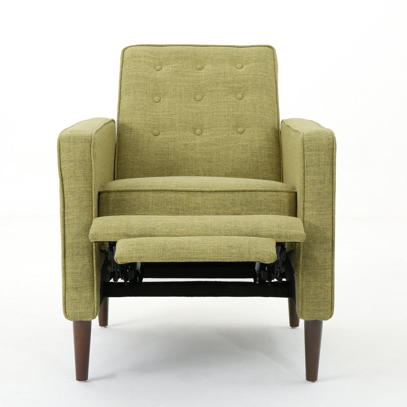 Mid-Century Modern Recliner With Button Tufted Waffle Stitch