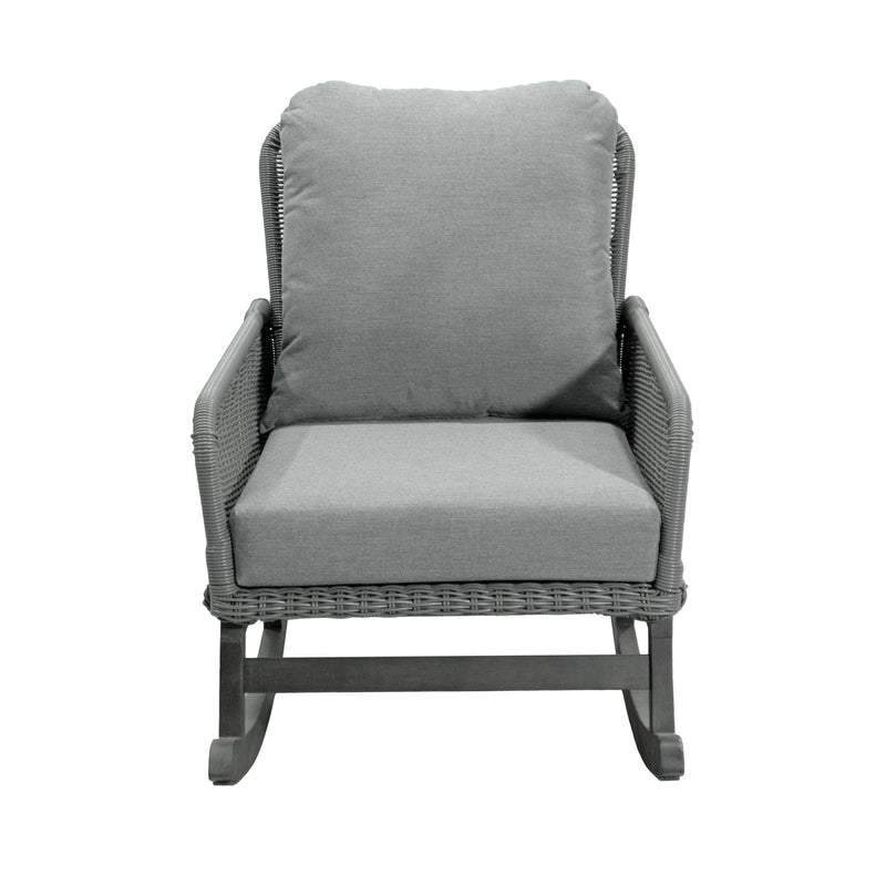 Contemporary Minimalist Wicker Rocking Chair With Soft Cushions