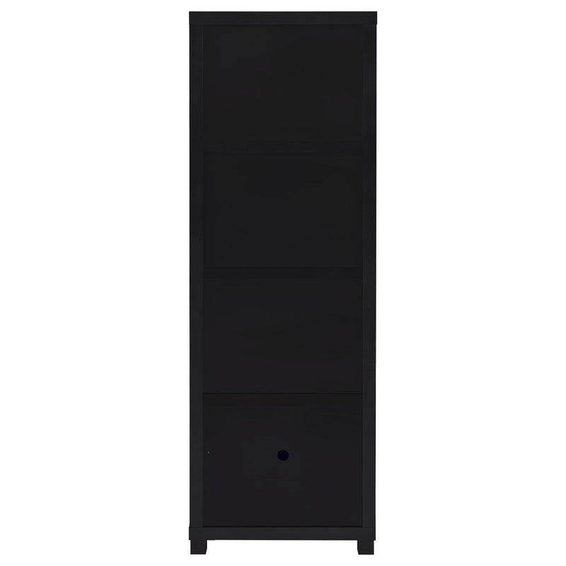 Sandl - 3 Shelf Media Tower With Cabinet Storage Solution - Black