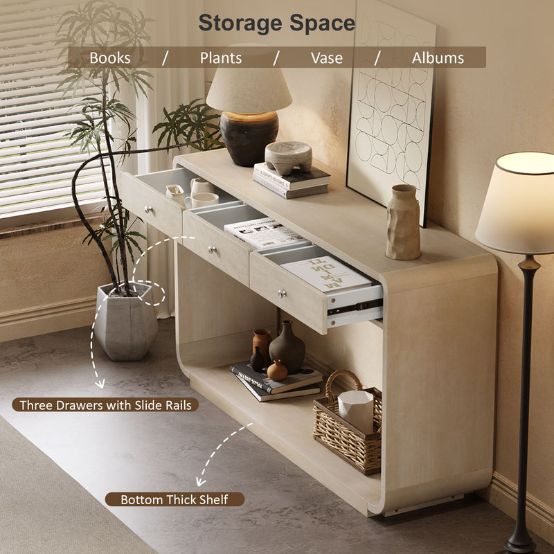 Console Table With 3 Drawers And Display Shelf