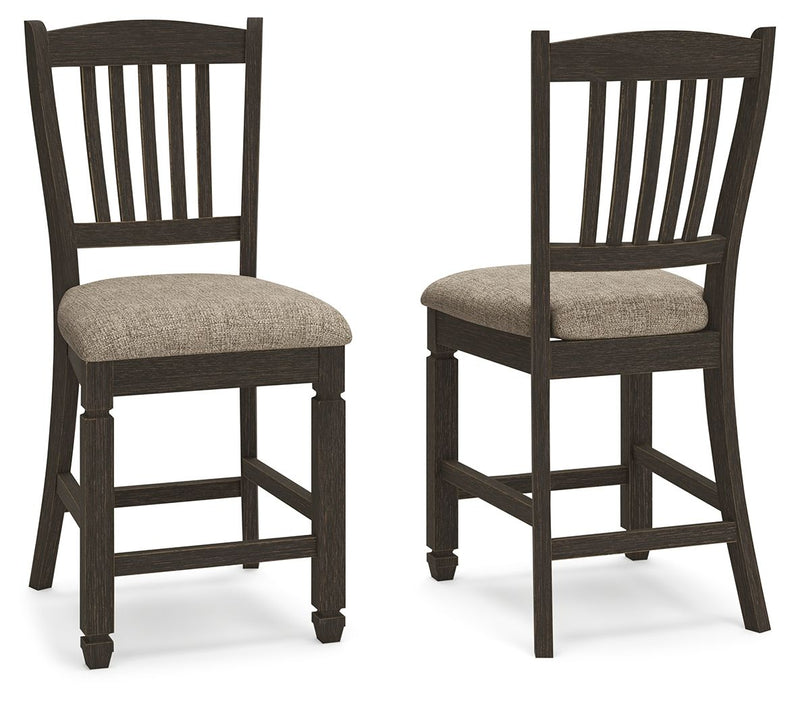 Tyler Creek - Upholstered Barstool (Set of 2) - Black / Grayish Brown