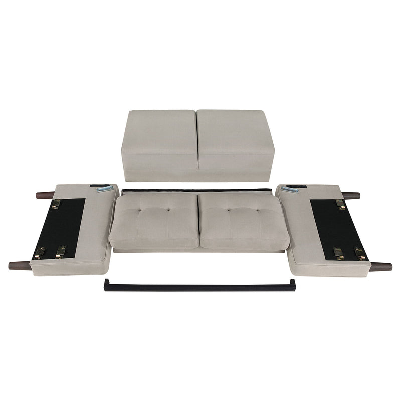 Harvey - 2 Piece Upholstered Tufted Sofa Set - Beige