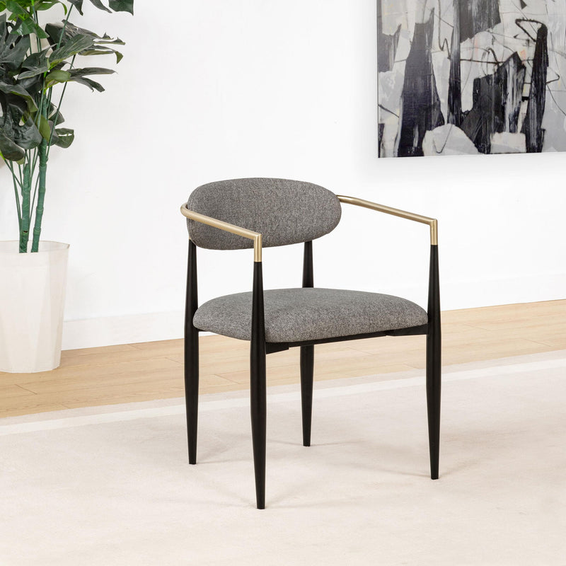 Alexis Fabric Upholstered Dining Arm Chair Grey (Set of 2)