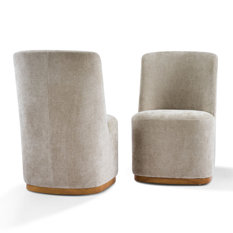 Indoor Upholstered Dining Chair (Set of 2) With Sturdy Frame - Oatmeal