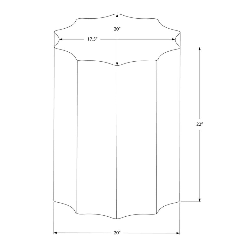 Drum Accent Side Table, Stylish Scalloped Design