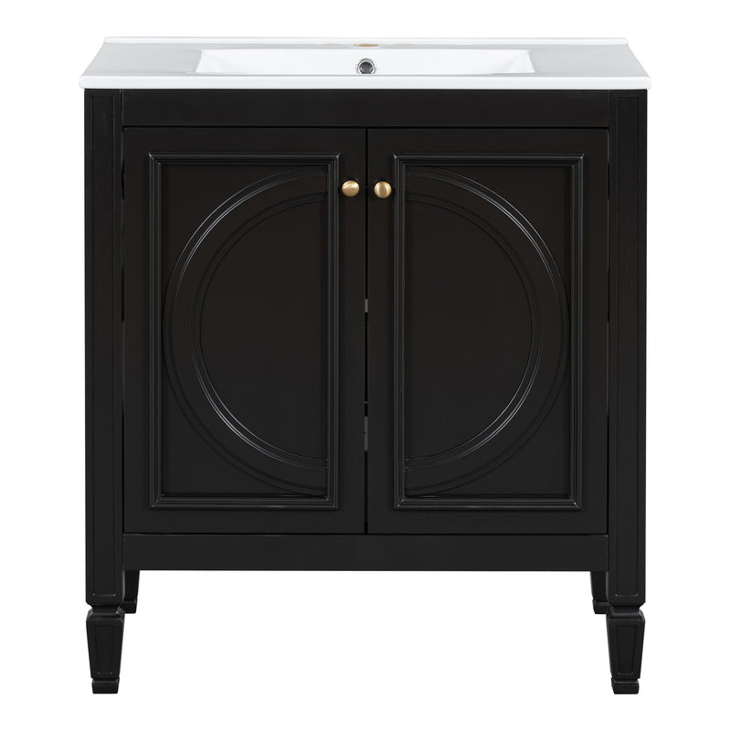 Double Sink Bathroom Vanity Set With Wall Mount Mirror Cabinet