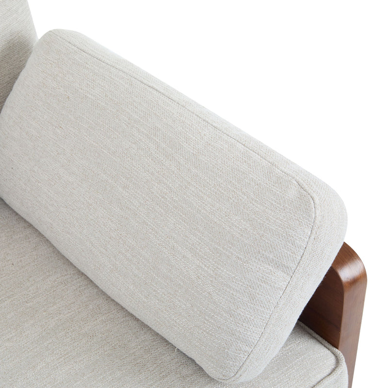 Sofa With Wood Sides And Rounded Legs - Beige