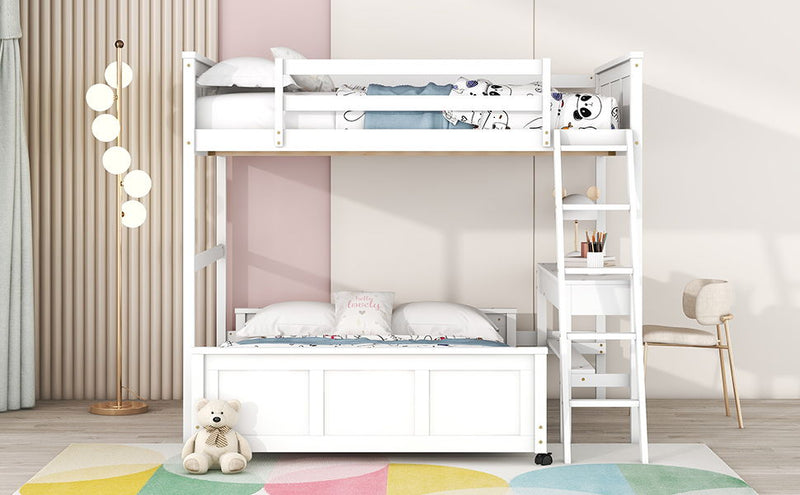 Full Over Full Bunk Bed With Desk