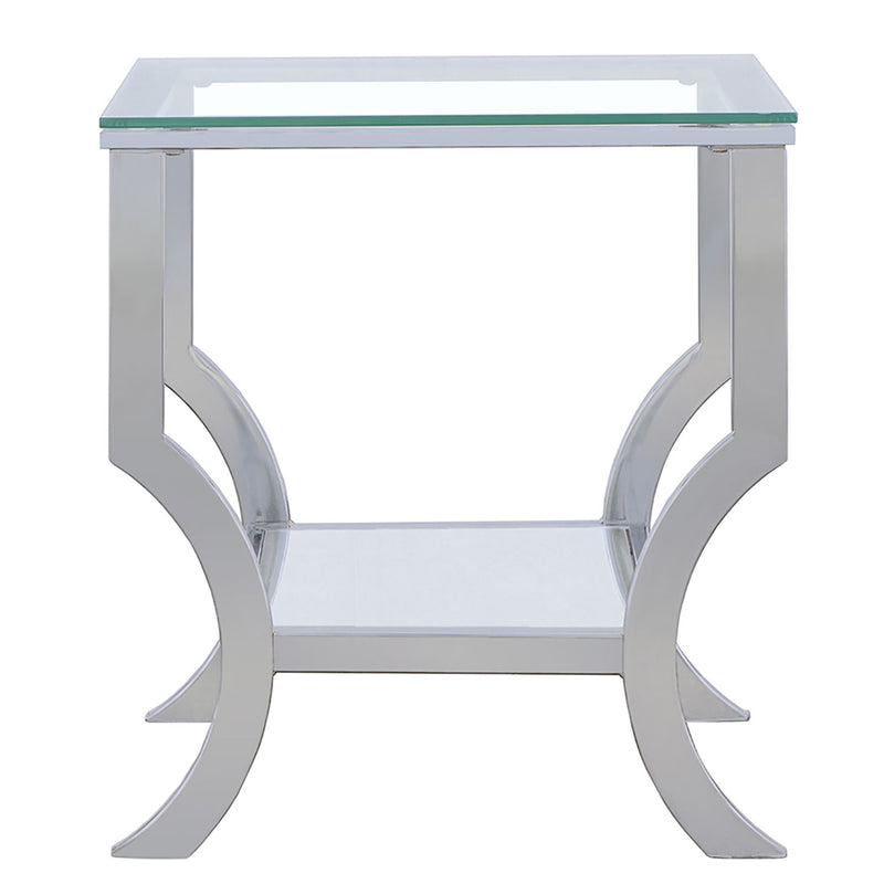 Porch & Den - Square Top End Table Elegance Glass - Chrome