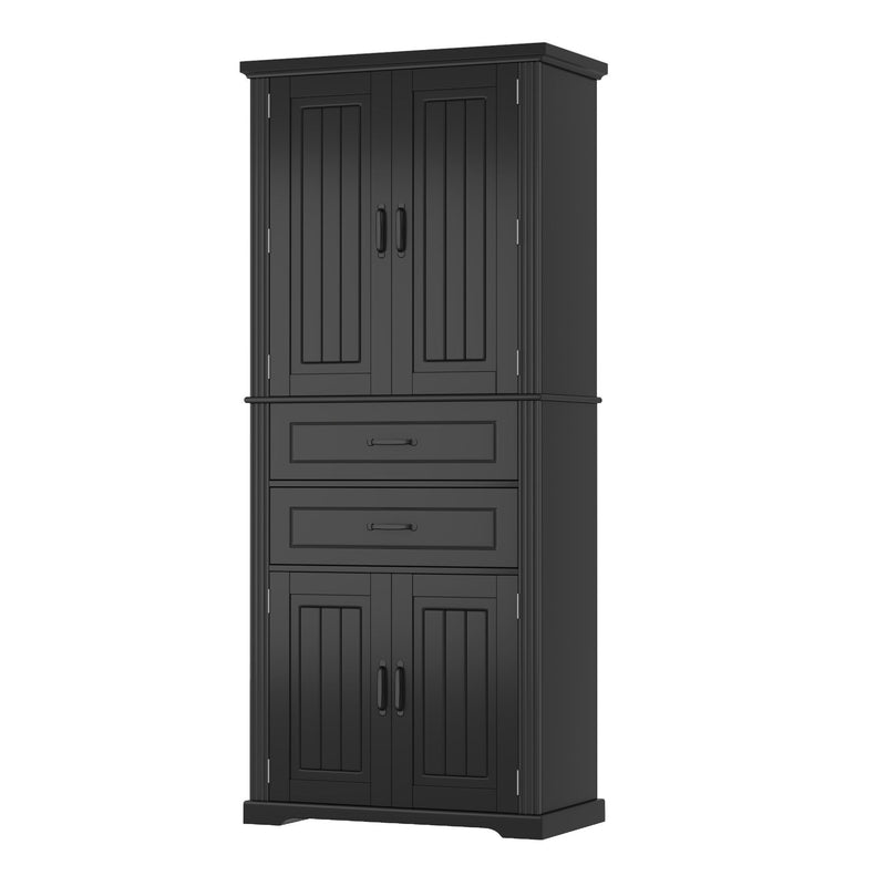 Multi Functional Storage Cabinet With Adjustable Shelves, 2 Drawers, Door Shelves