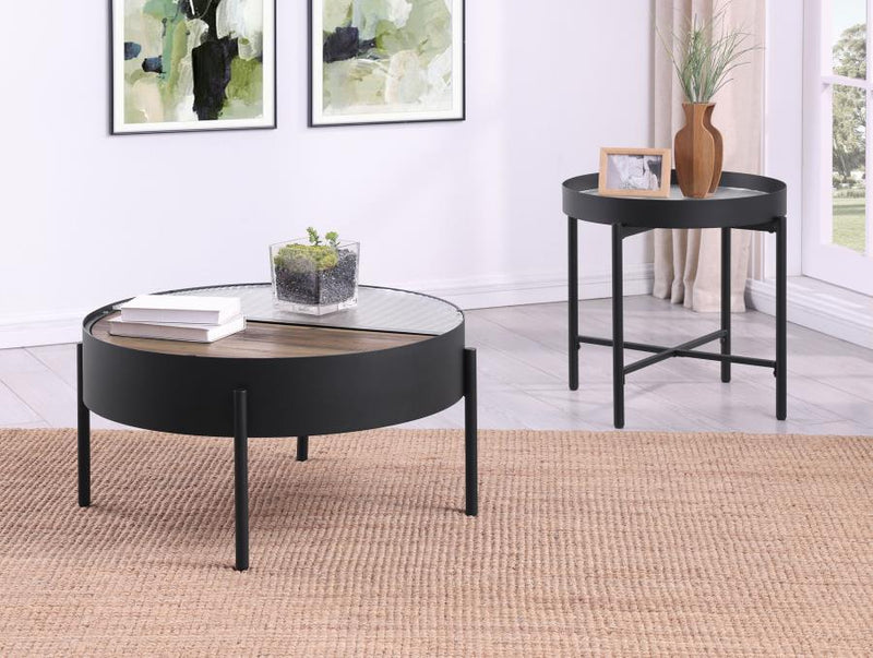 Ozella - Round Table With Hidden Storage Sandy
