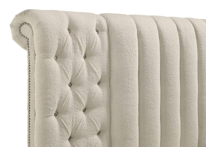Sonya Upholstered Queen Round Storage Bed Ivory