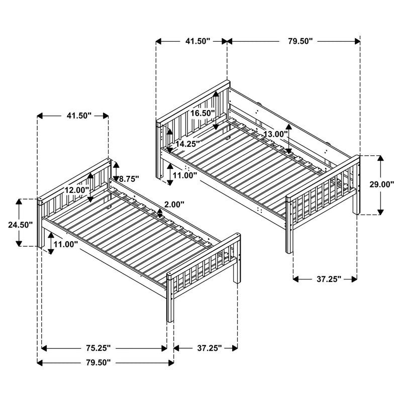 Ponderosa - Twin Over Twin Bunk Bed With Accents - Natural