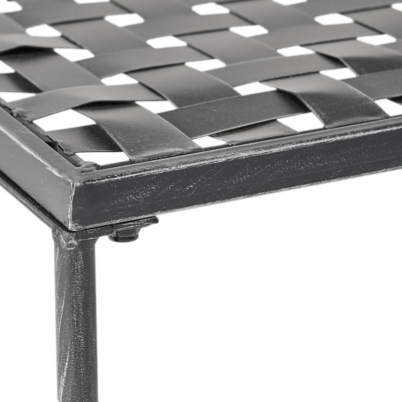 Luna - Outdoor Iron Coffee Table - Black Brush Silver