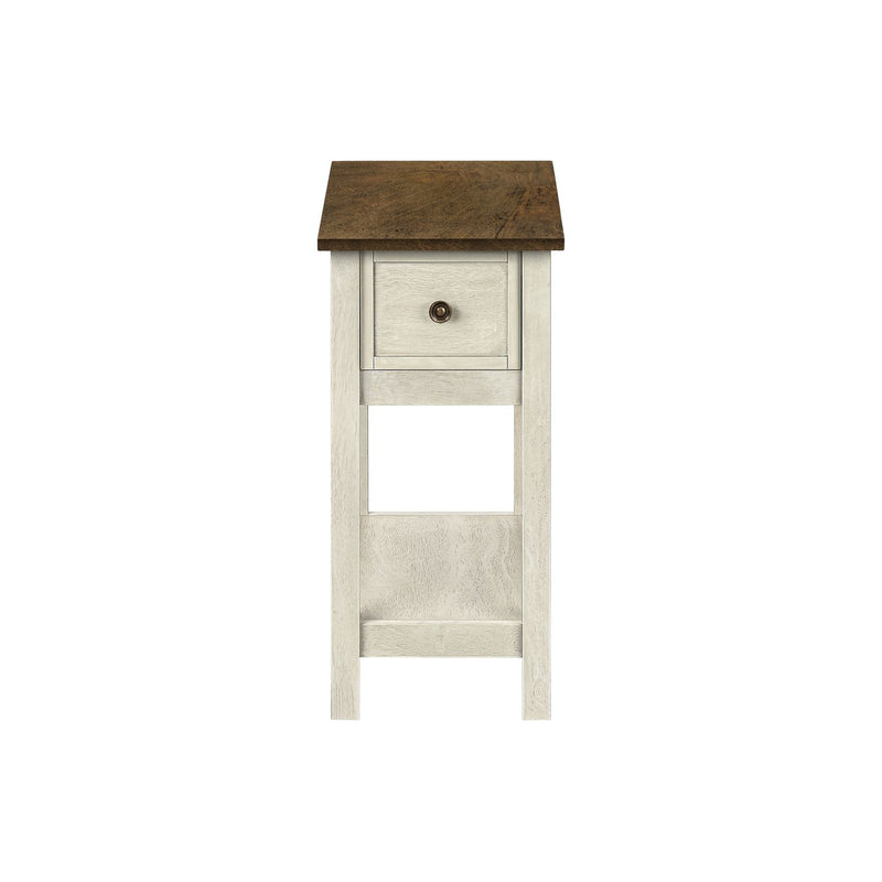 Accent End Table, 2 Tier, Narrow, Lamp, Storage Drawer, Charming Design