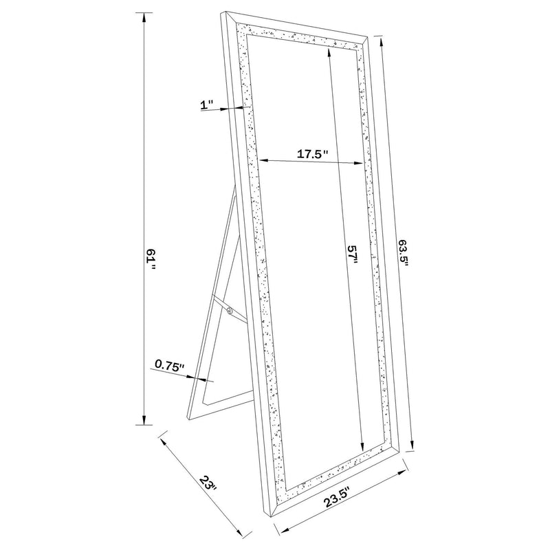 Seraphina 24 x 64 Inch Acrylic Framed Standing Mirror Silver