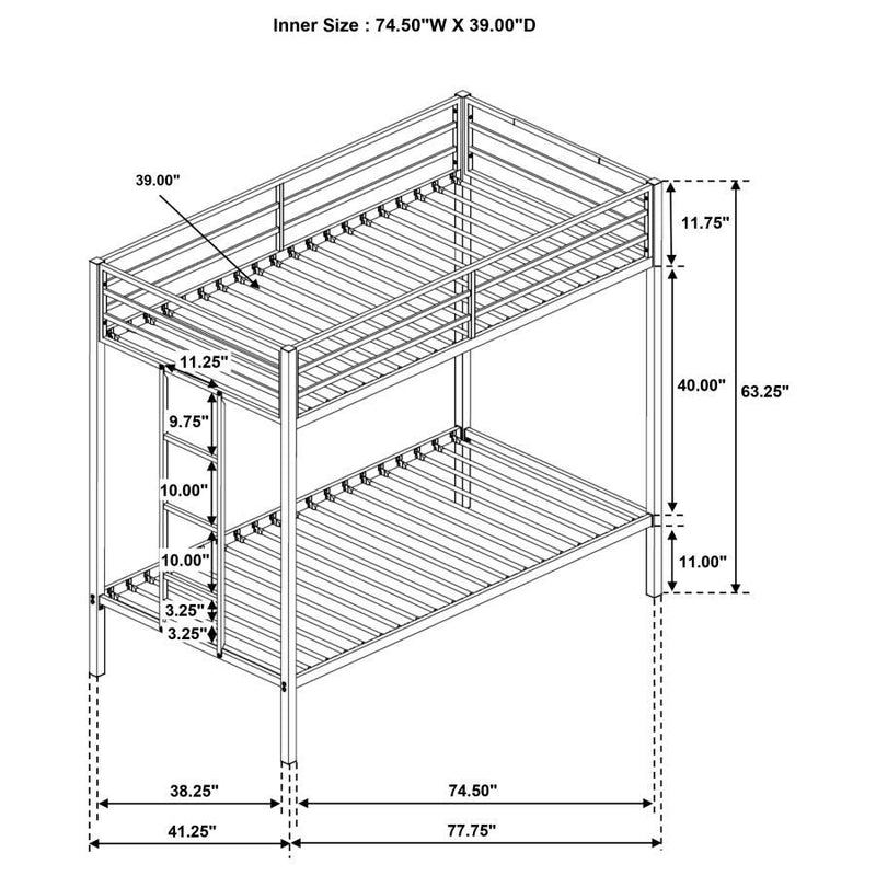 Alevera - Metal Bunk Bed With Ladder