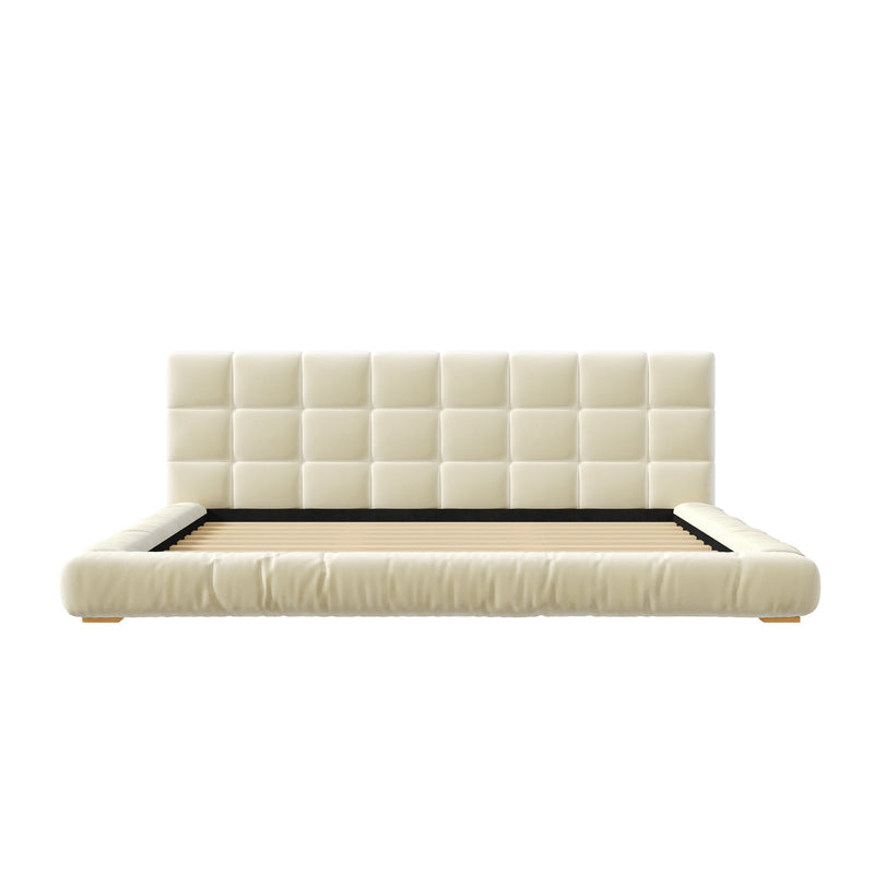 Upholstered Platform Bed Frame With Tufted Headboard