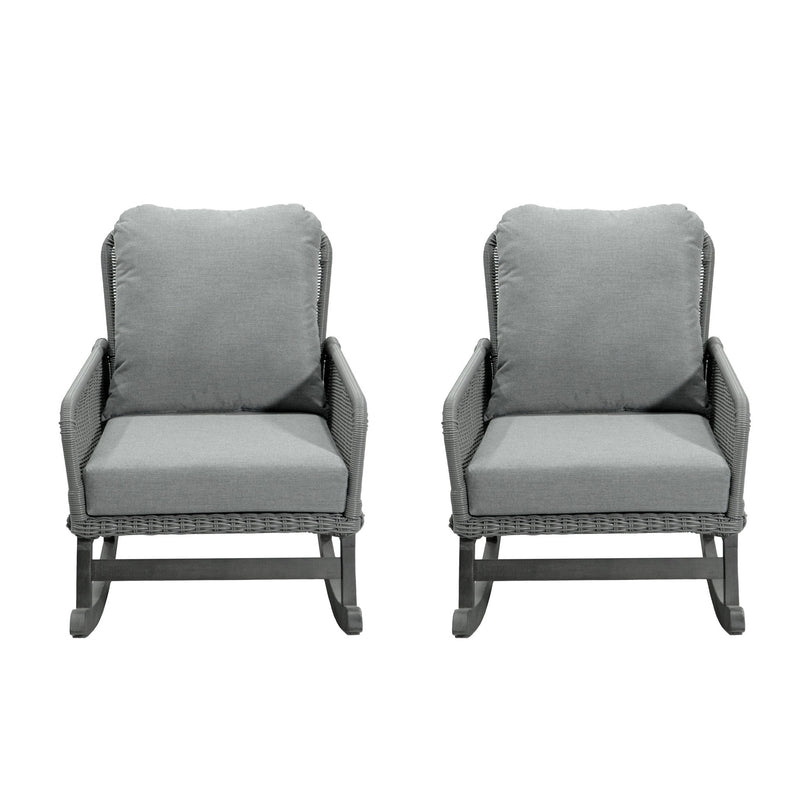 Contemporary Minimalist Wicker Rocking Chair With Soft Cushions And Durable Wooden Frame