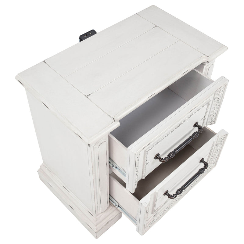 2 Drawer Nightstand With Dual USB Charging Ports - Vintage