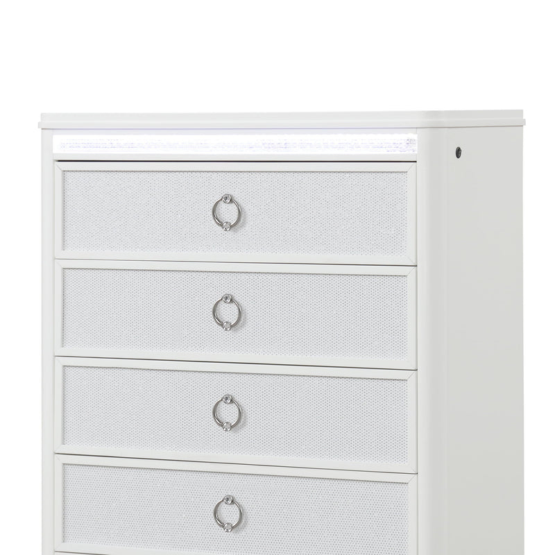 Abigale - 5 Drawer Chest With LED Lighting - White