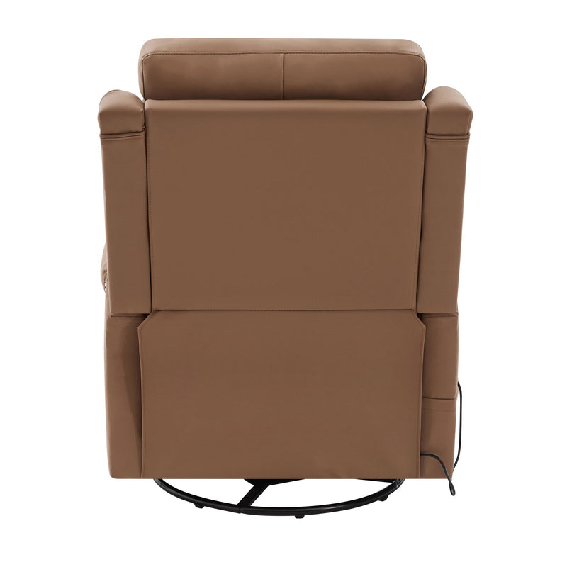 Manual Recliner, Swivel Rocking Chair With 8 Point Massage And Heating - Brown