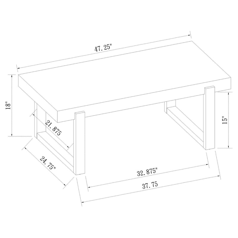 Pala Rectangular Coffee Table White High Gloss and Natural