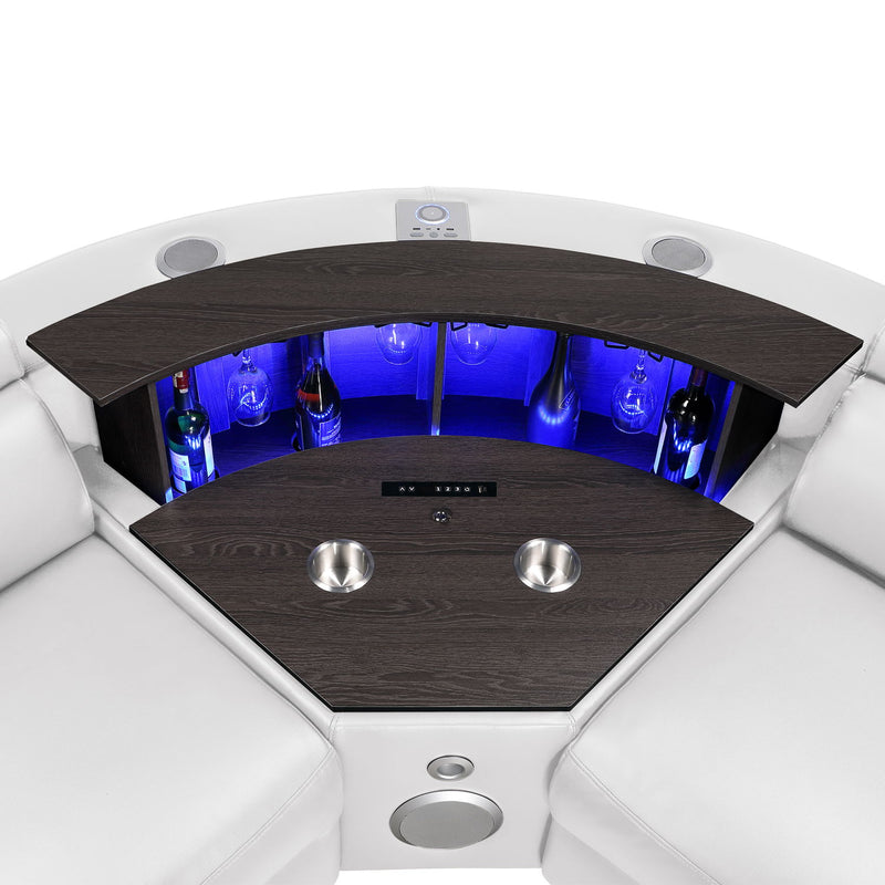 Nova - Sectional With Bluetooth Speaker, LED And Lifting Wine Cabinet