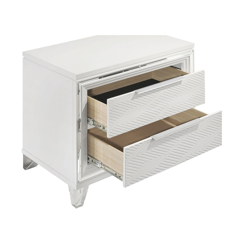 2 Drawer Nightstand With Accents - White