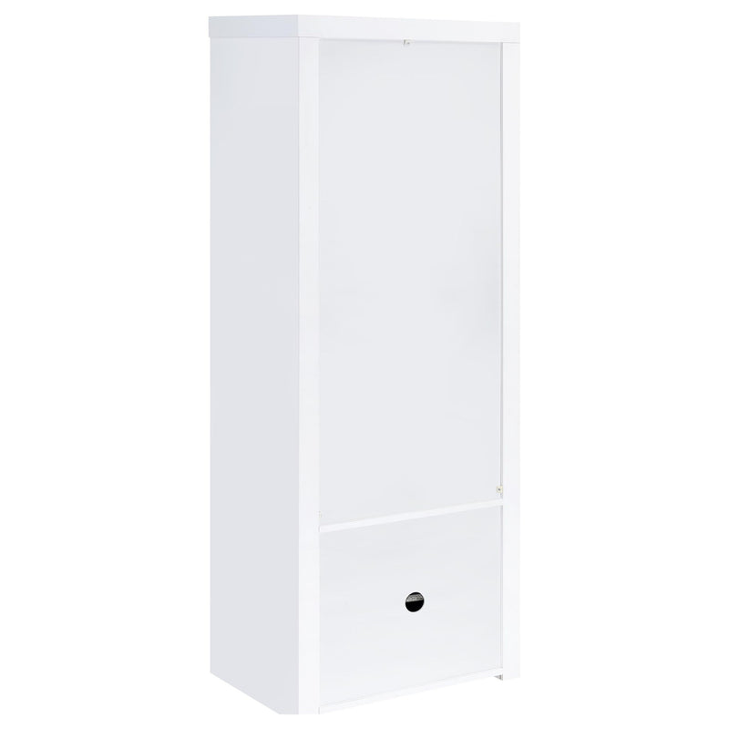 Lance - 3 Shelf Media Tower With Shelves And Hidden Cabinet - Gloss White