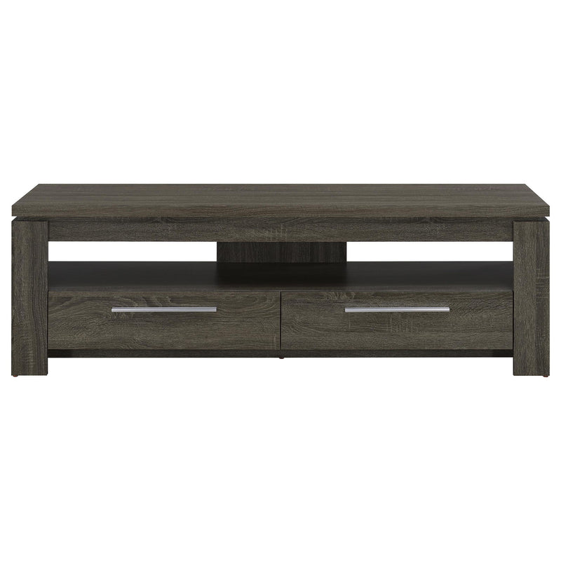 2 Drawer TV Console With Floating Top - Gray