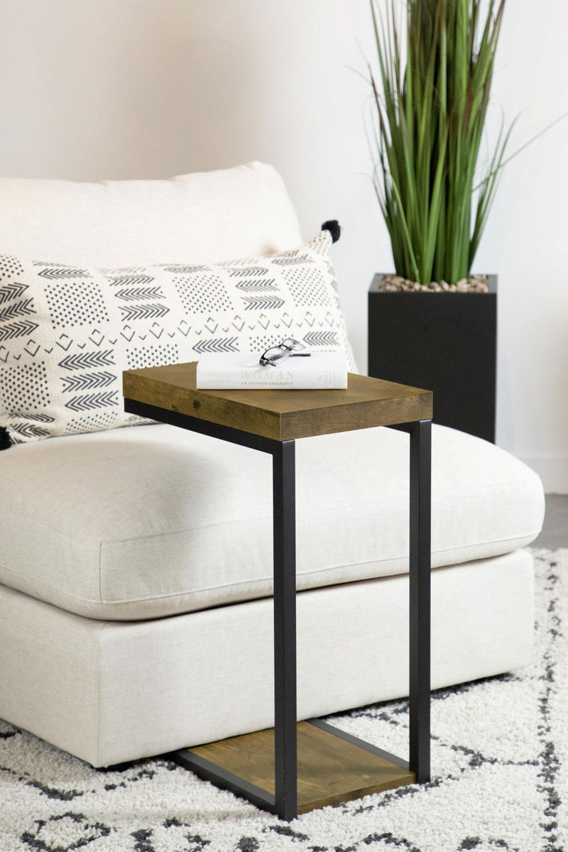 Beck Engineered Wood C-Shape Sofa Side Table Antique Nutmeg