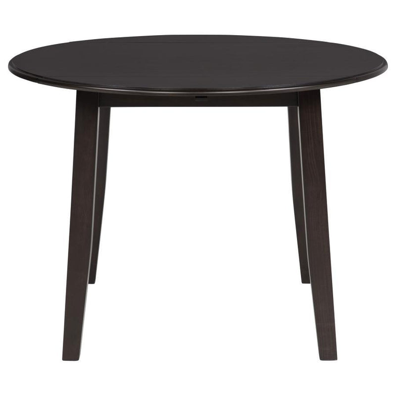 Catley - 5 Piece Round Drop Leaf Dining Table Set - Dark Coffee