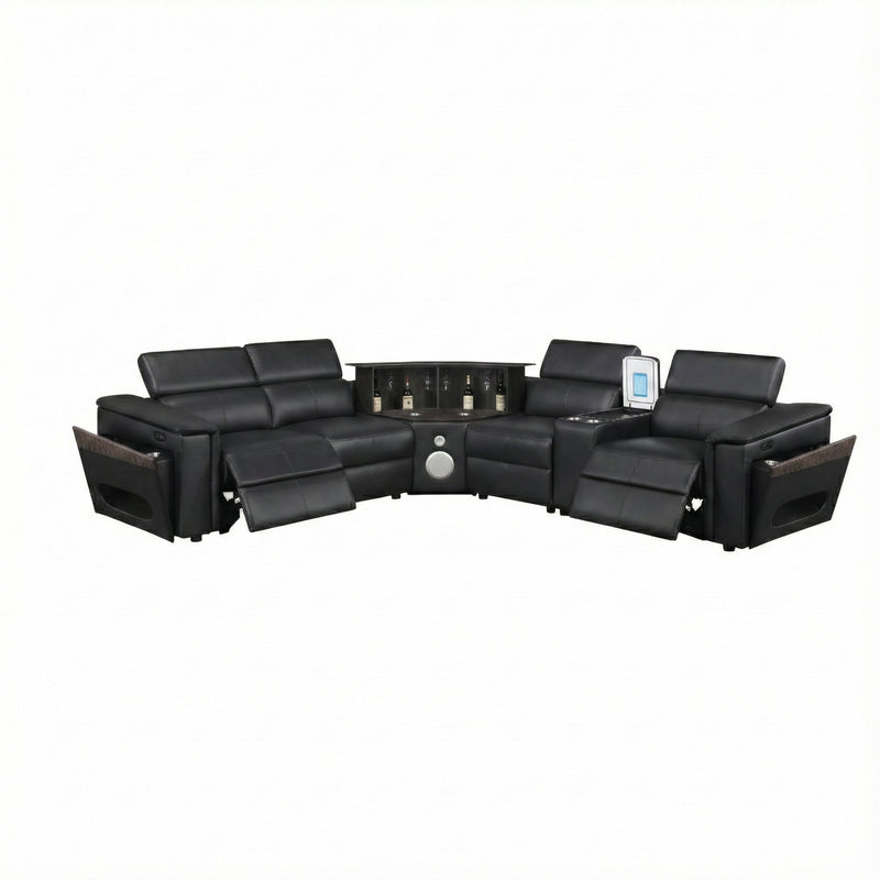 Nova - Sectional With Bluetooth Speaker, LED And Lifting Wine Cabinet