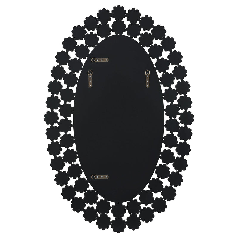 Colleen 31 x 47 Inch Oval Wall Mirror Crystal Flowers Silver