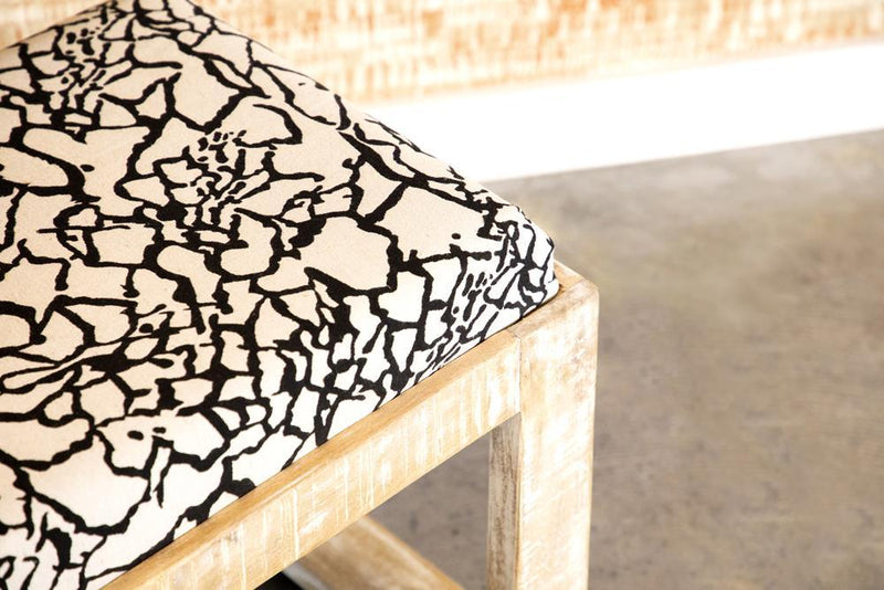 Aiden Fabric Upholstered Accent Bench Distressed White