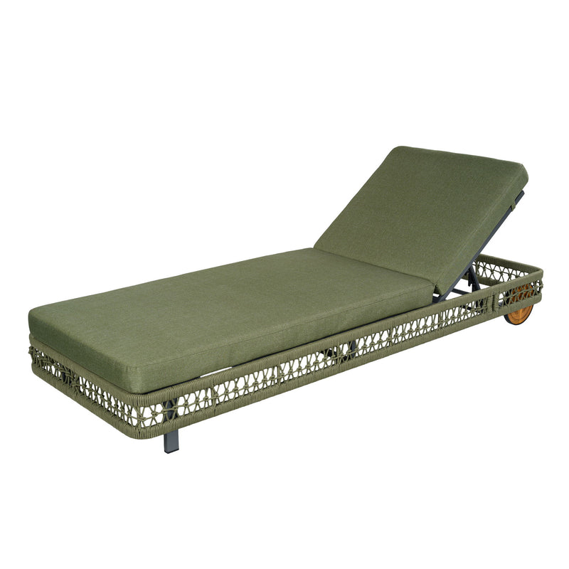 Outdoor Chaise Lounge & Wheels, 5 Position Adjustable Backrest
