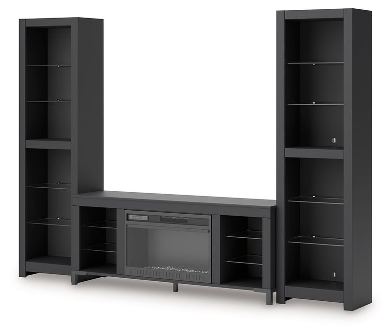 Cayberry - 3-Piece Entertainment Center With Electric Fireplace - Black