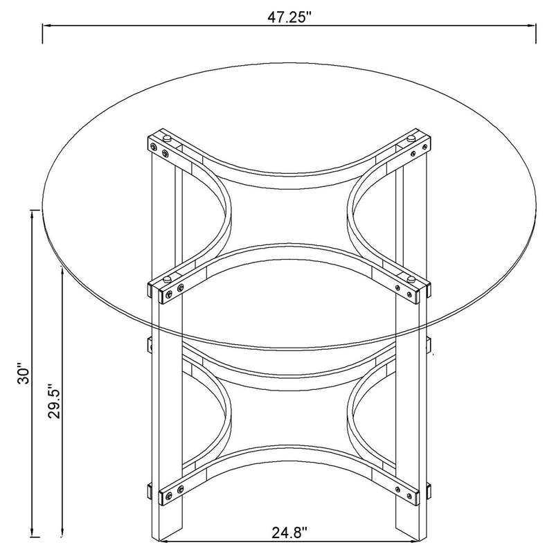 Keeling 47-inch Round Glass Top Acrylic Dining Table Chrome