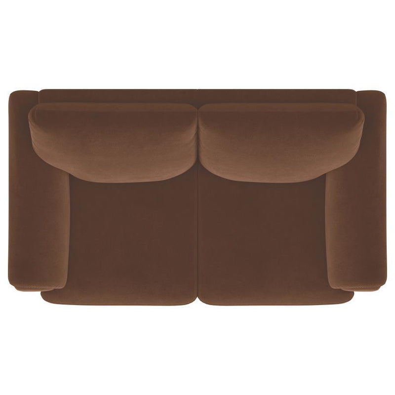Selma - Velvet Upholstered Crescent Arm Loveseat - Rust