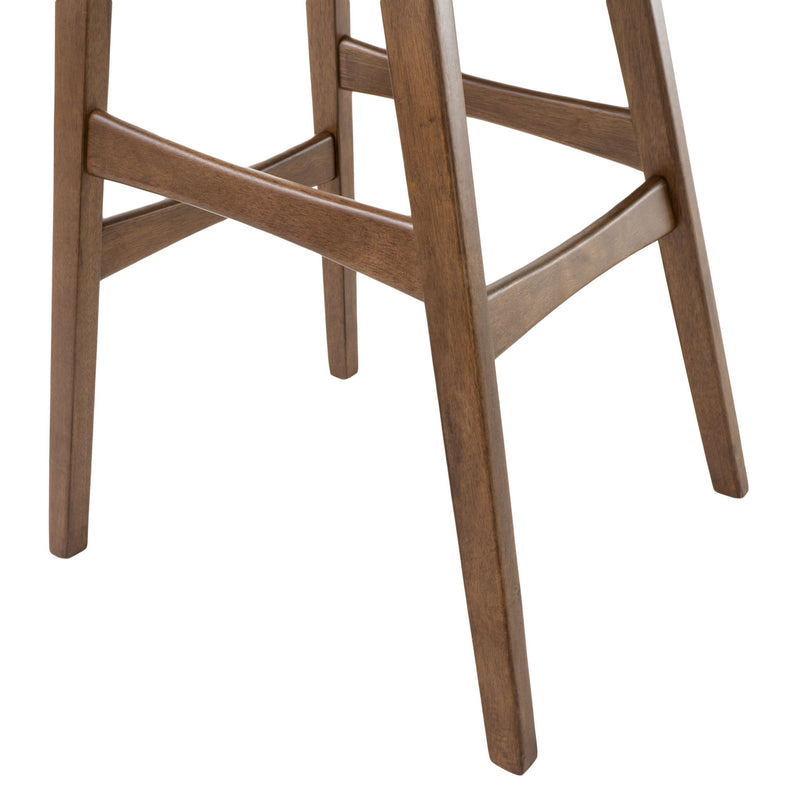 Contemporary Bar Stool With Stylish Seat And Small Backrest - Dark Brown