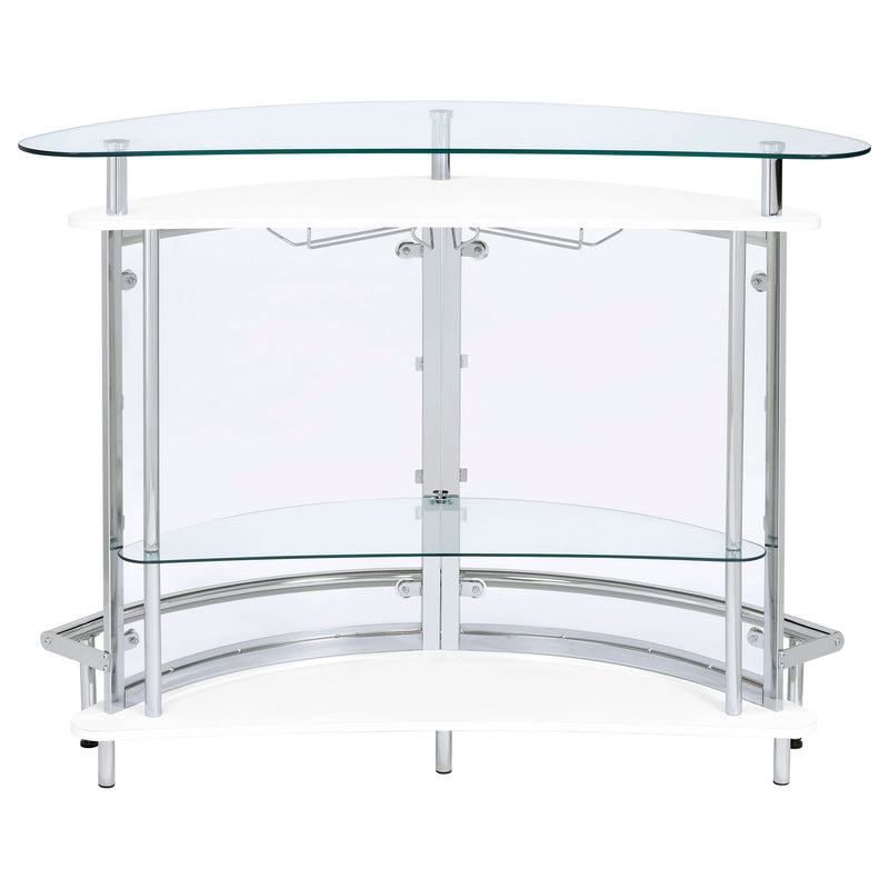 Strick - Freestanding Glass Top Home Bar Wine Cabinet - White