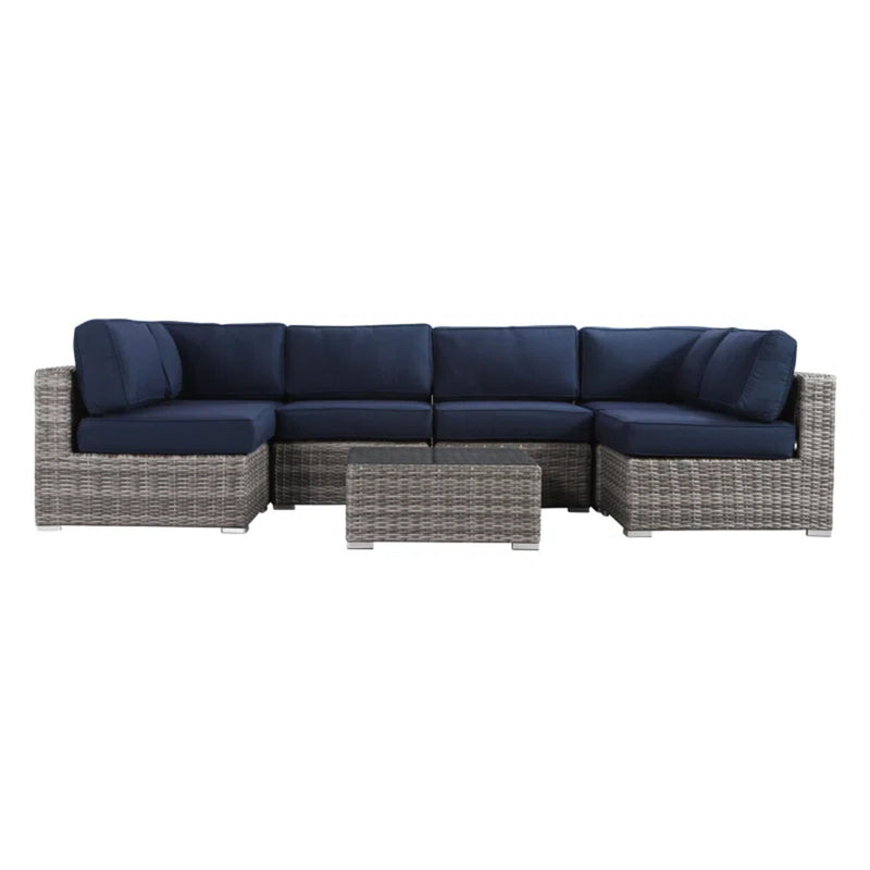 Seating Set With Cushions Handcrafted Wicker Design