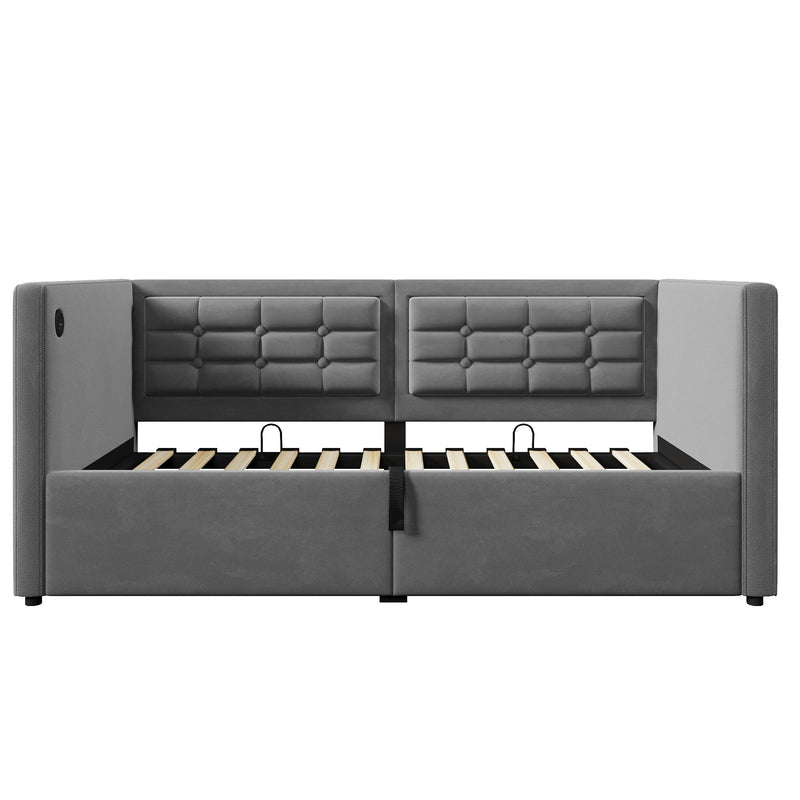 Upholstered Daybed With Hydraulic Storage And USB / Type - C Charging